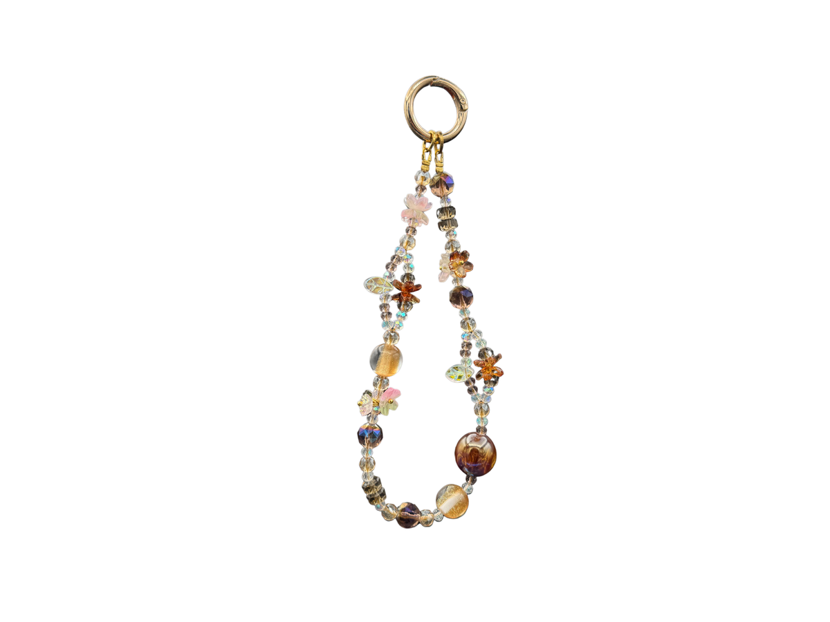 Bracelet Ambre Bloomeliya tons ambre, caramel et ivoire, 3e rangée seule, grosses perles