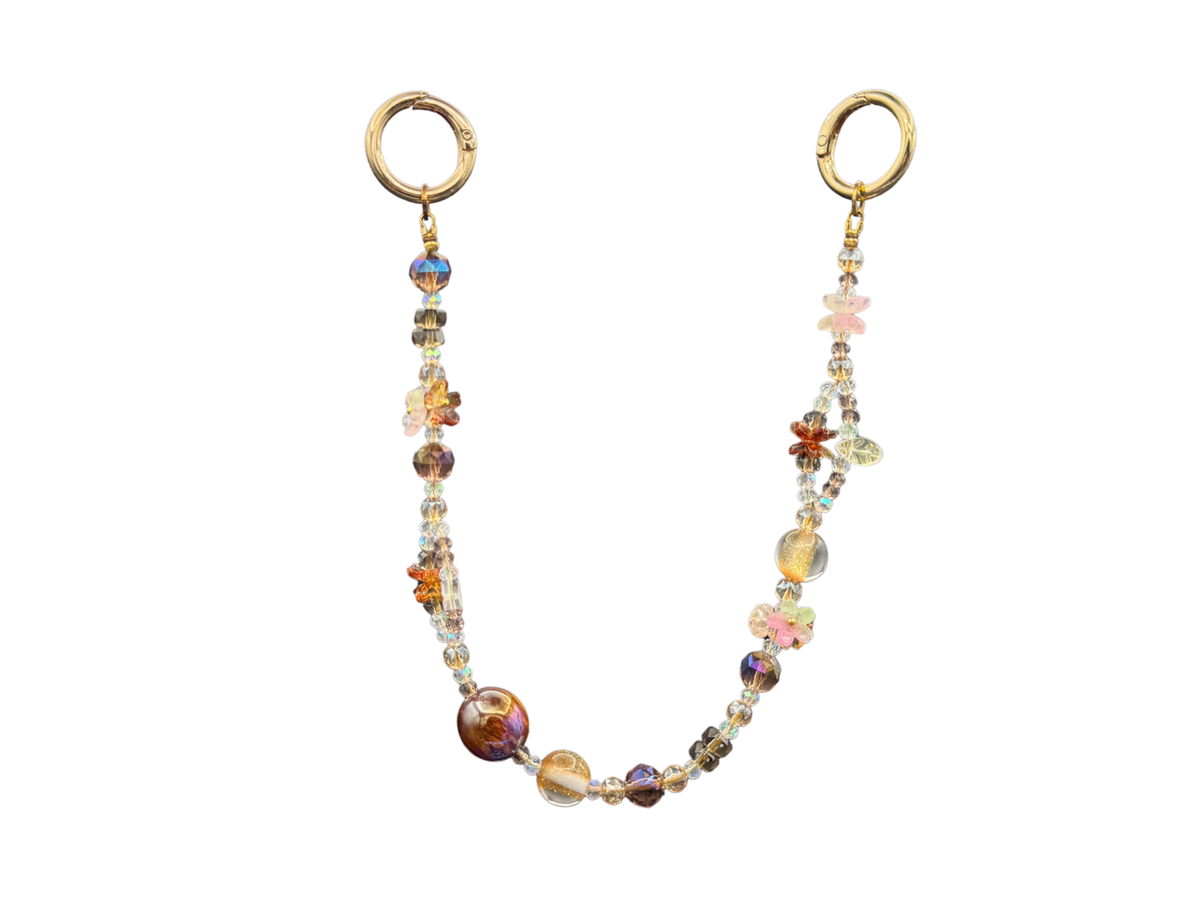 Bracelet Ambre Bloomeliya tons ambre, caramel et ivoire, 3e rangée seule, ouverte