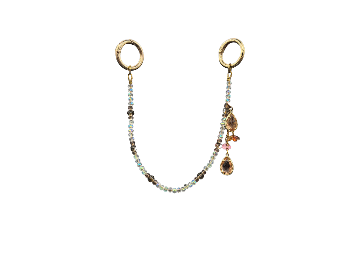 Bracelet Ambre Bloomeliya tons ambre, caramel et ivoire, 1re rangée seule, ouverte
