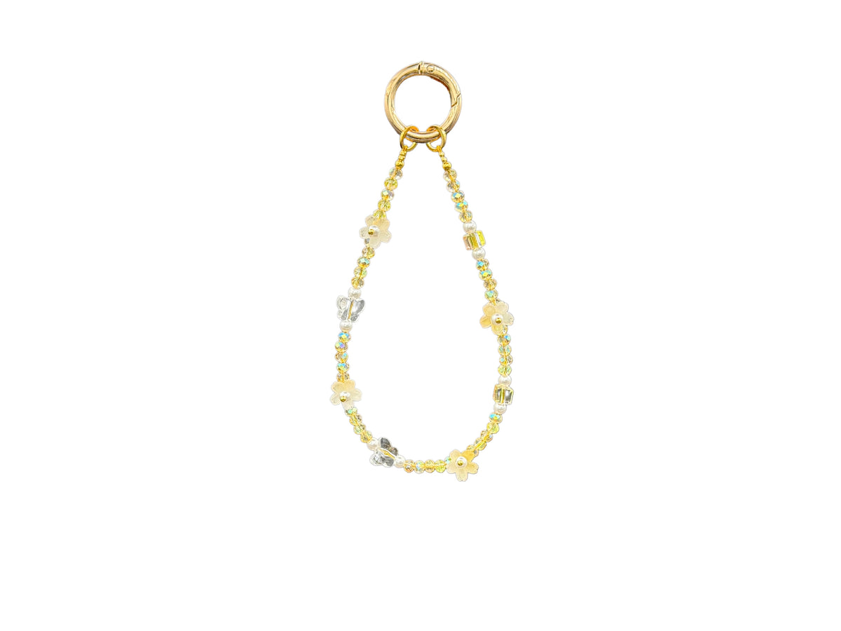 Bracelet Fleur de lait Bloomeliya ivoire, perles nacrées et nœud doré, 2e rangée seule