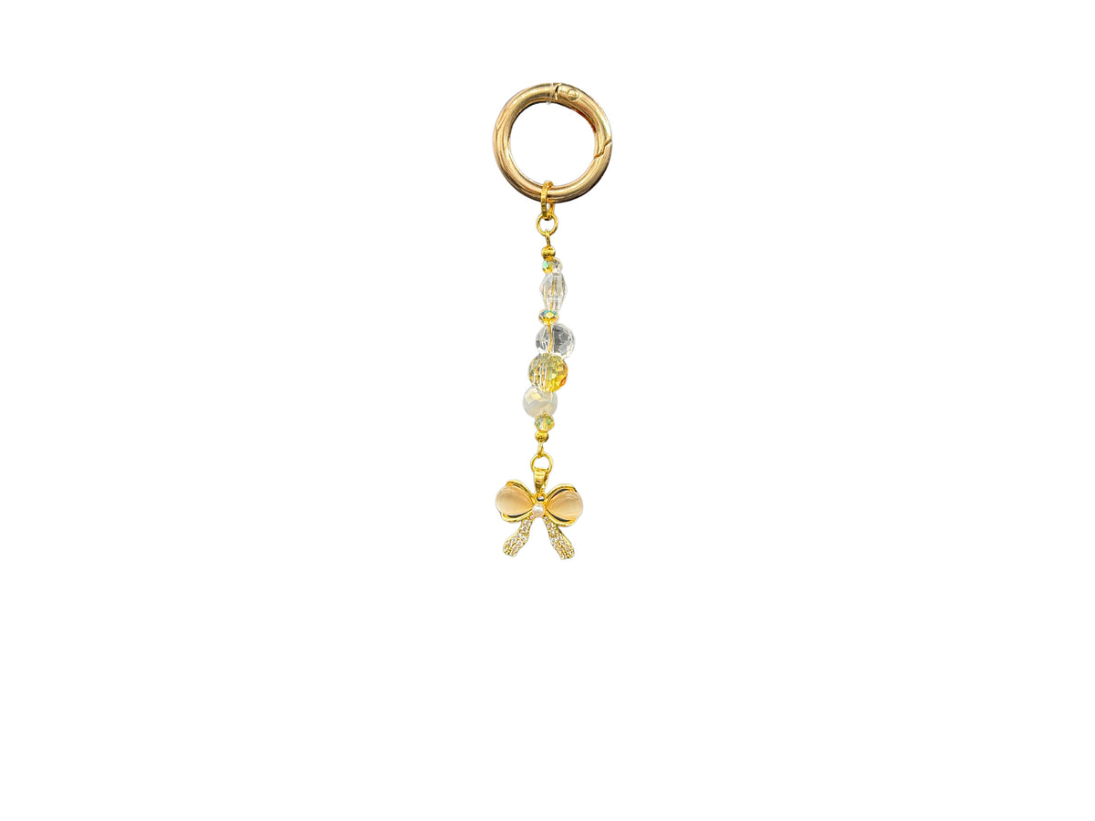 Bracelet Fleur de lait Bloomeliya ivoire, perles nacrées et nœud doré, 1re rangée seule