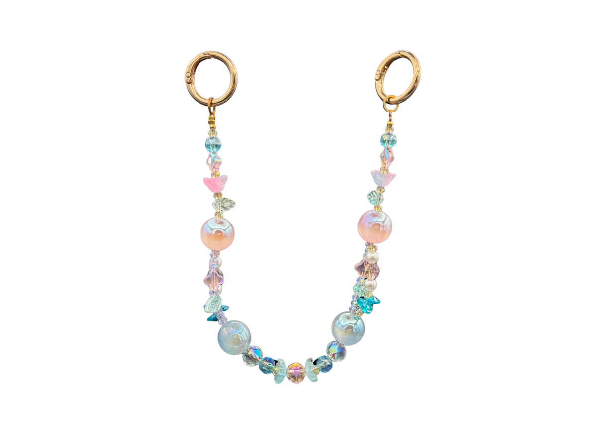 Bracelet Lune d'aquarelle Bloomeliya bleu, pêche et turquoise, 3e rangée seule, ouverte