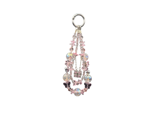 Bracelet Rose Cristal Bloomeliya rose poudré et argent, complet, toutes les rangées attachées
