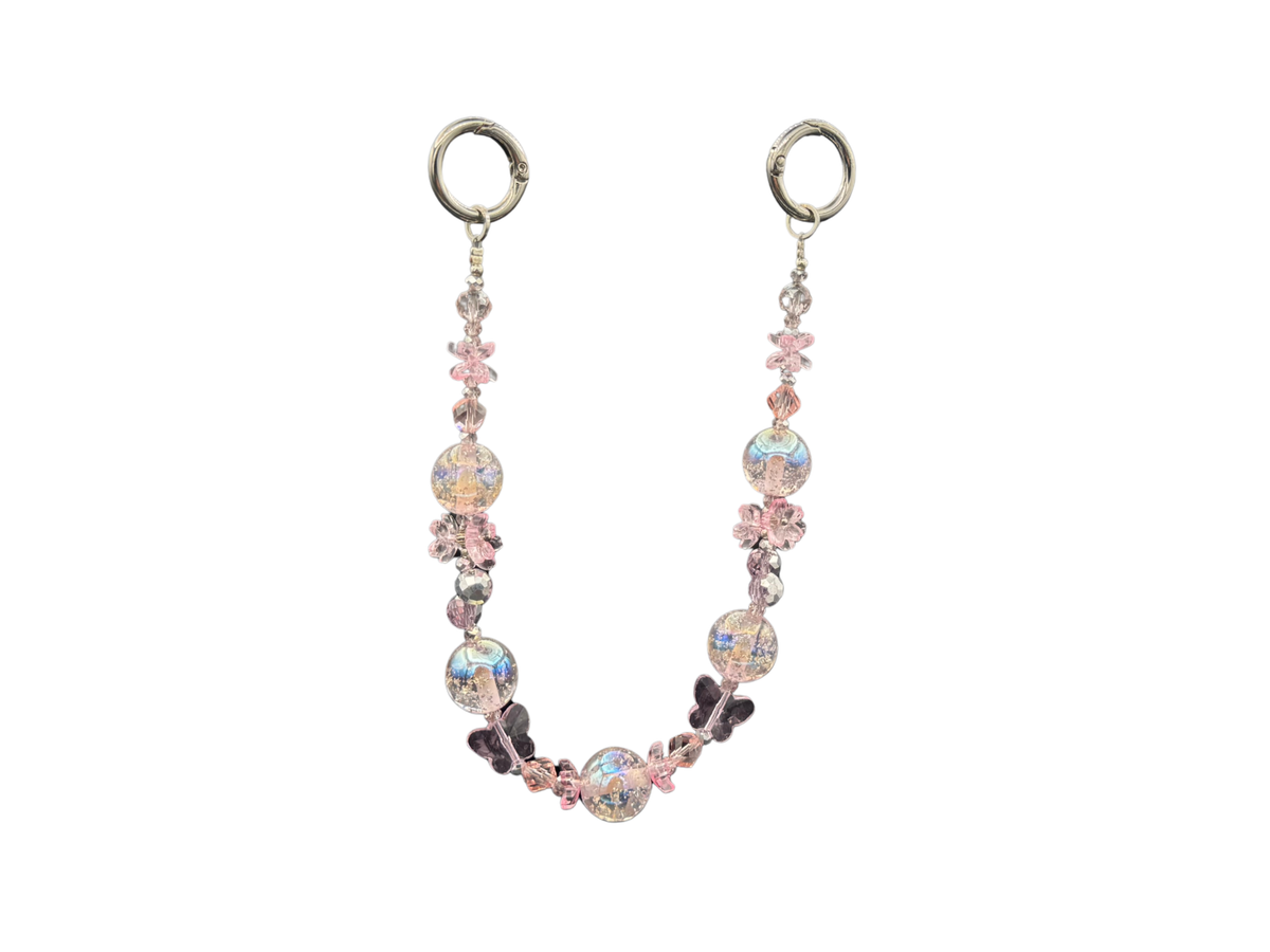Bracelet Rose Cristal Bloomeliya rose poudré et argent, 3e rangée seule, ouverte