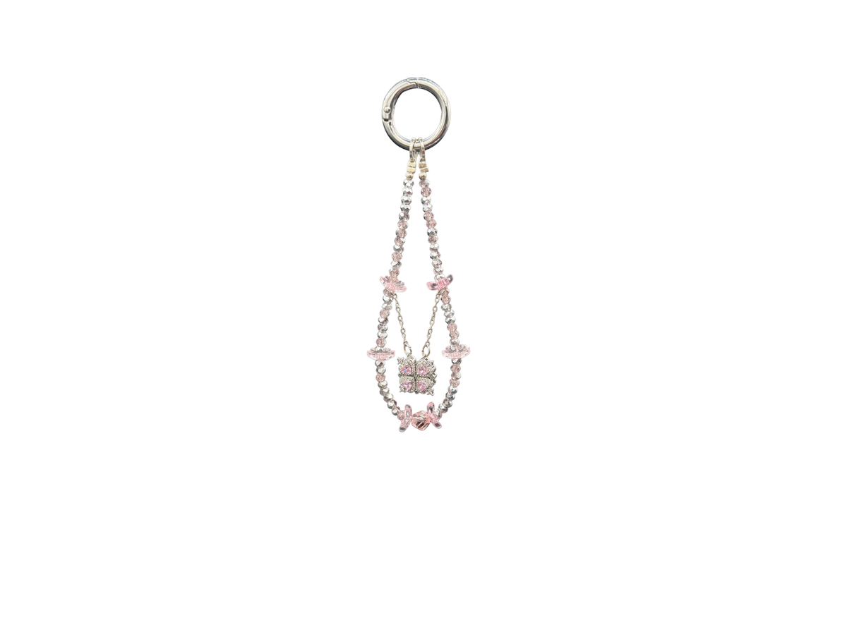 Bracelet Rose Cristal Bloomeliya rose poudré et argent, 1re rangée seule