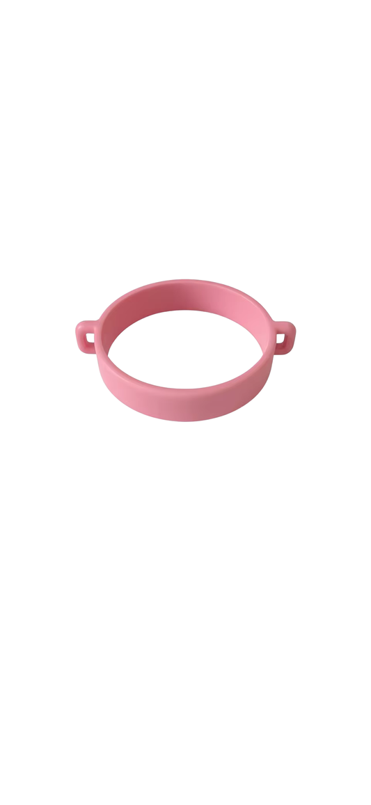 Élastique pour gourde couleur rose poudré, avec anneaux pour accrocher un bracelet